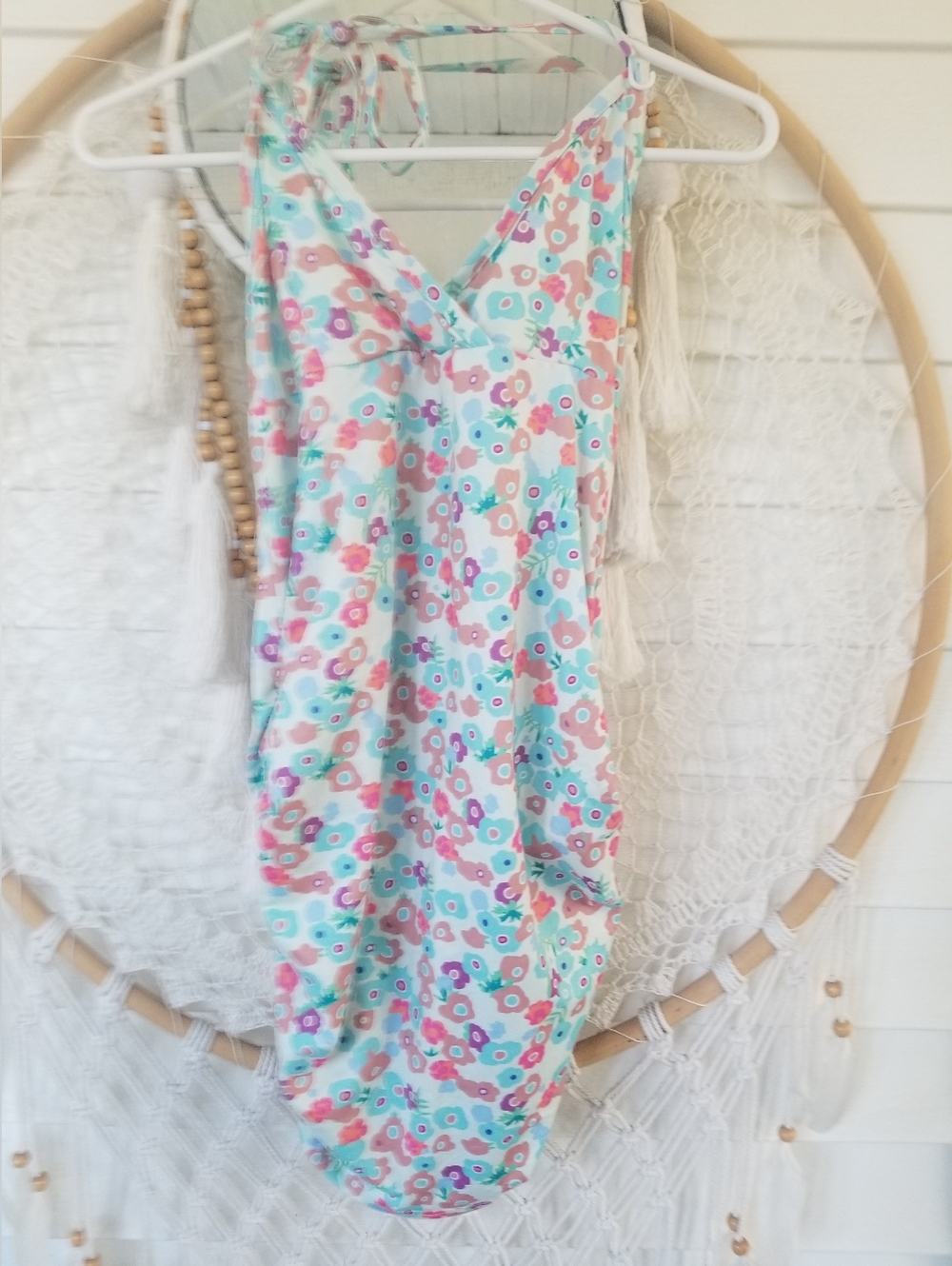Halter Floral Runch Dress Size Medium